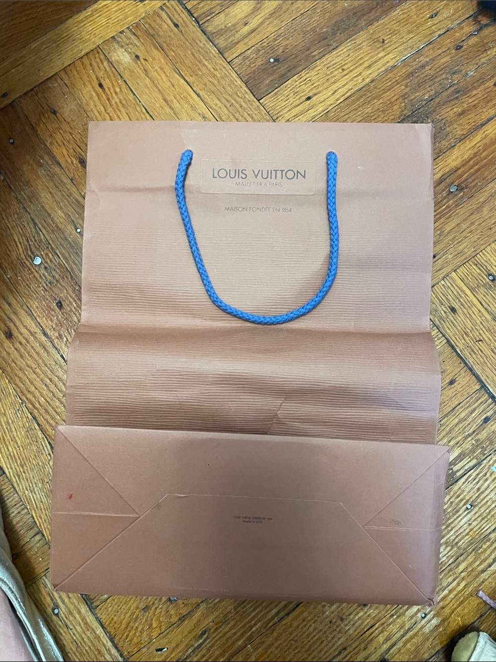Louis Vuitton Brown Tote Paper bag with Blue Rope Handle